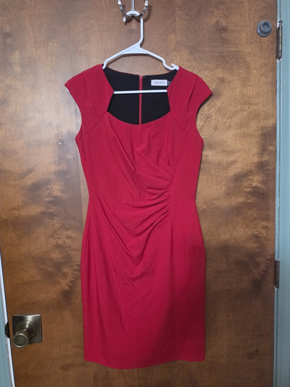 Calvin Klein Red Cap-Sleeve Sheath Dress